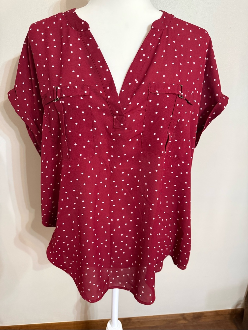 NWT Maurices Size 0 Red Polka Dot Top